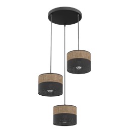 Lampa Wisząca KARBON 3 PREM Czarny/Brązowy