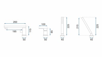 Bateria Wannowa 3-Otworowa GLEN Czarny