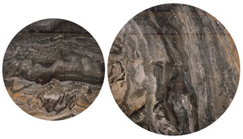 Zestaw Ław TOWER fi70/50 Brązowy Marmur/Orzechowy