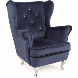 Fotel Dziecięcy LILI Velvet Srebrny/Granatowy Bluvel 86