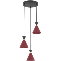 Lampa Wisząca KLEVER 3PREM Burgundowy/Czarny