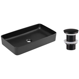 Zestaw Umywalkowy z Korkiem Click-Clack SLIM Czarny Mat