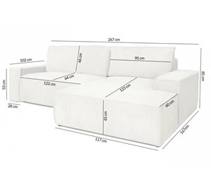 Narożnik PILLOW M z Funkcją Spania Beżowy I Grupa Tkanin