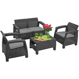 Meble Ogrodowe CORFU Set 4-Osobowe Grafit
