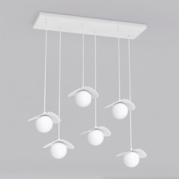 Lampa Wisząca FLORA 6 Biały/Opal