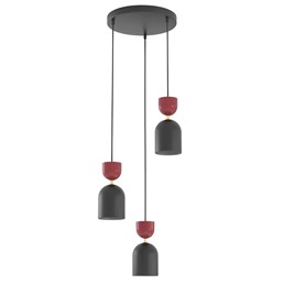 Lampa Wisząca GAUDI 3PREM Czarny/Burgundowy
