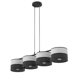 Lampa Wisząca KARBON 4 Czarny/Szary
