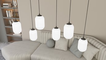 Lampa Wisząca VERDI 4 Czarny/Opal