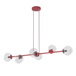 Lampa Wisząca MAGNUS 6 Burgundowy/Transparentny