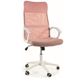 Fotel Obrotowy Q-026 Biały/Różowy