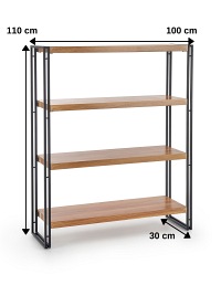 Regał Bolivar REG1 30x100x120 Dąb Złoty/Czarny