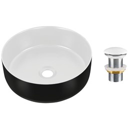 Zestaw Umywalkowy z Korkiem Click-Clack SIMPLE Biały Mat/Czarny Mat