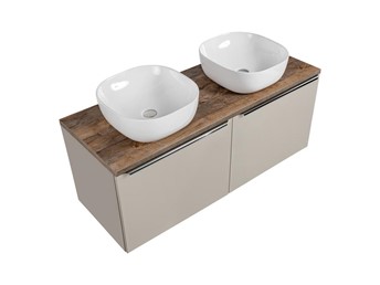 Zestaw SFT B UN 6252 120cm (2x Szafka + Blat + 2x Umywalka) Szary/Dąb