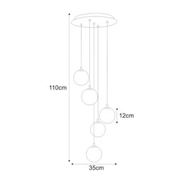 Lampa Wisząca GALAXY K-5561 Czarny/Złoty/Bursztynowy