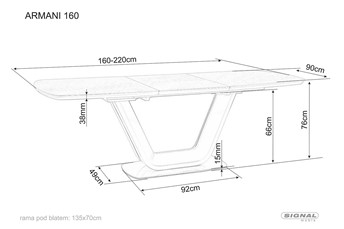 Stół Rozkładany ARMANI Ceramic (160-220)x90 Szary Mat