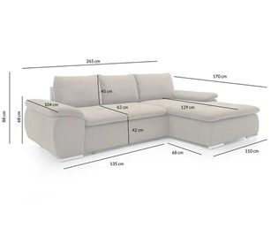 Narożnik BILBAO Beżowy z Funkcją Spania I Grupa Tkanin