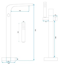 Bateria Wannowa Podłogowa CLARK Czarny