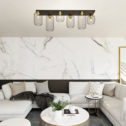 Lampa Sufitowa BARN 6 Czarny/Złoty