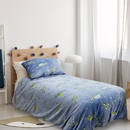 Komplet Pościeli Dziecięcej Fluorescencyjnej 140x200 Niebieski