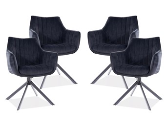 Zestaw 4x Krzesło AZALIA Velvet Czarny/Czarny Bluvel 19