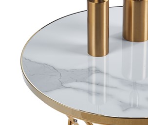 Ława L11-FX (G) fi50 Biały Marmur/Złoty