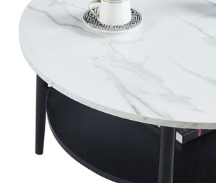 Ława L14-FX fi80 Biały Marmur/Czarny