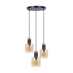 Lampa Wisząca DOKA K-5267 Czarny/Złoty/Bursztynowy