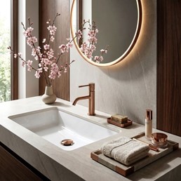 Bateria Umywalkowa Niska LUNGO DIAMOND Miedź Szczotkowany