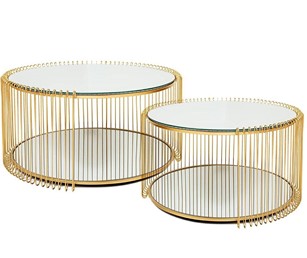 Zestaw Stolików Kawowych WIRE DOUBLE I Mosiądz