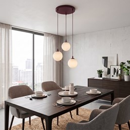 Lampa Wisząca COSMO 3PREM Burgundowy/Opal