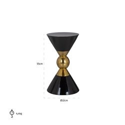Stolik ROWY Fi32cm Złoty/Czarny