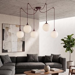 Lampa Wisząca GIGI 5 Burgundowy/Opal