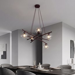 Lampa Wisząca ESSA 5 Burgundowy/Transparentny