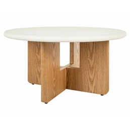 Ława ALMA Fi80cm Ecru/Dąb