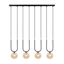 Lampa Wisząca GOLDI K-5597 Czarny/Złoty/Bursztynowy