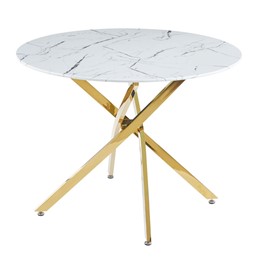 Stół ST19-FX fi100 Biały Marmur/Złoty