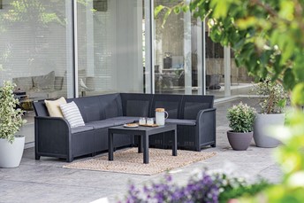 Narożnik Ogrodowy ze Stolikiem Rosalie 6-Osobowy Grafit