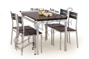 MALCOLM zestaw stół + 4 krzesła wenge