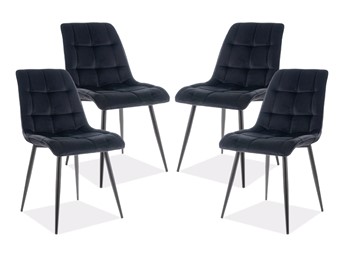 Zestaw 4x Krzesło CHIC Velvet Czarny/Czarny