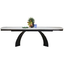 Stół Rozkładany VITRUS (180-260)x90 Jasny Trawertyn/Czarny