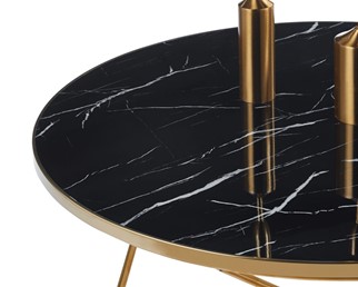 Ława L12-FX (G) fi80 Czarny Marmur/Złoty