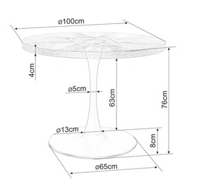 Stół AMADEO fi100 Czarny/Orzech