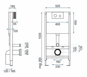Stelaż Podtynkowy WC z Przyciskiem F Złoty