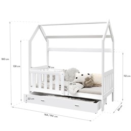 Łóżko Domek ELLIE 80x190 Biały