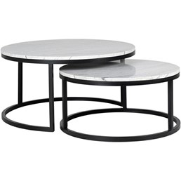 Stolik Kawowy LEXINGTON fi91,5 Czarny/Biały Marmur