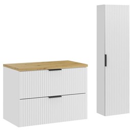 Zestaw Meblowy 80cm Biały Mat/Dąb Artisan