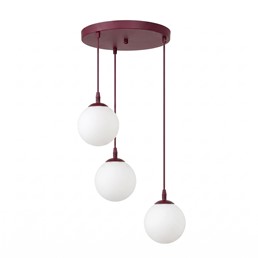 Lampa Wisząca COSMO 3PREM Burgundowy/Opal