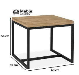 Ława LORAS C  60x60 Okleina Naturalna Dąb/Czarny