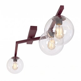 Lampa Sufitowa NATON 3 Burgundowy/Transparentny