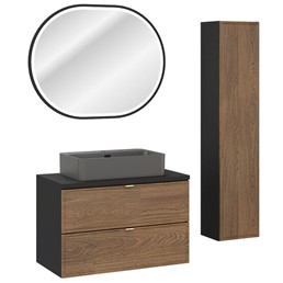 Zestaw Meblowy TRUST 80cm Czarny Mat/Dąb Casella